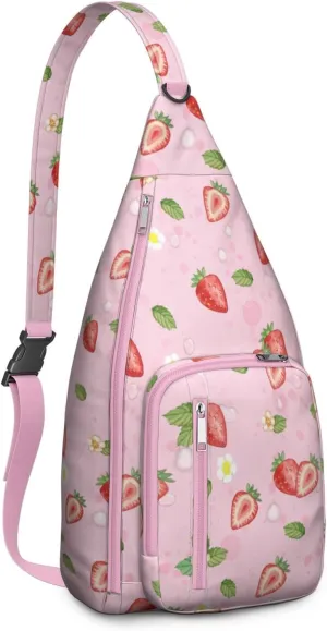 Shoulder Sling Crossbody Casual Chest Bag For Travel Sports Running,Backpack for Men & Women Lightweight Sports BagCrossbody Concealed Carry,Strawberry Shoulder Bag Waterproof Chest Bag