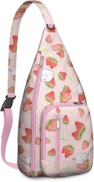 Shoulder Sling Crossbody Casual Chest Bag For Travel Sports Running,Backpack for Men & Women Lightweight Sports BagCrossbody Concealed Carry,Strawberry Shoulder Bag Waterproof Chest Bag