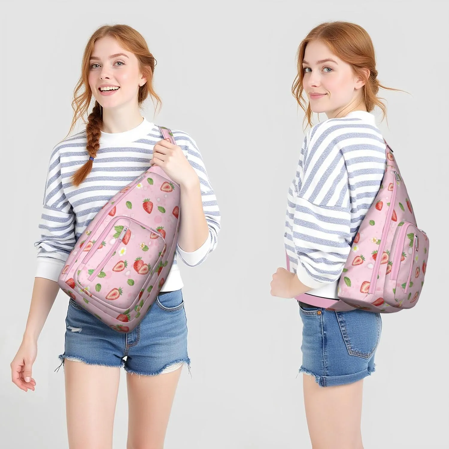 Shoulder Sling Crossbody Casual Chest Bag For Travel Sports Running,Backpack for Men & Women Lightweight Sports BagCrossbody Concealed Carry,Strawberry Shoulder Bag Waterproof Chest Bag