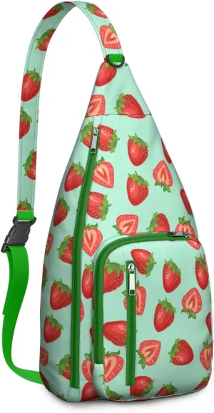 Shoulder Sling Crossbody Casual Chest Bag For Travel Sports Running,Backpack for Men & Women Lightweight Sports BagCrossbody Concealed Carry,Strawberry Shoulder Bag Waterproof Chest Bag