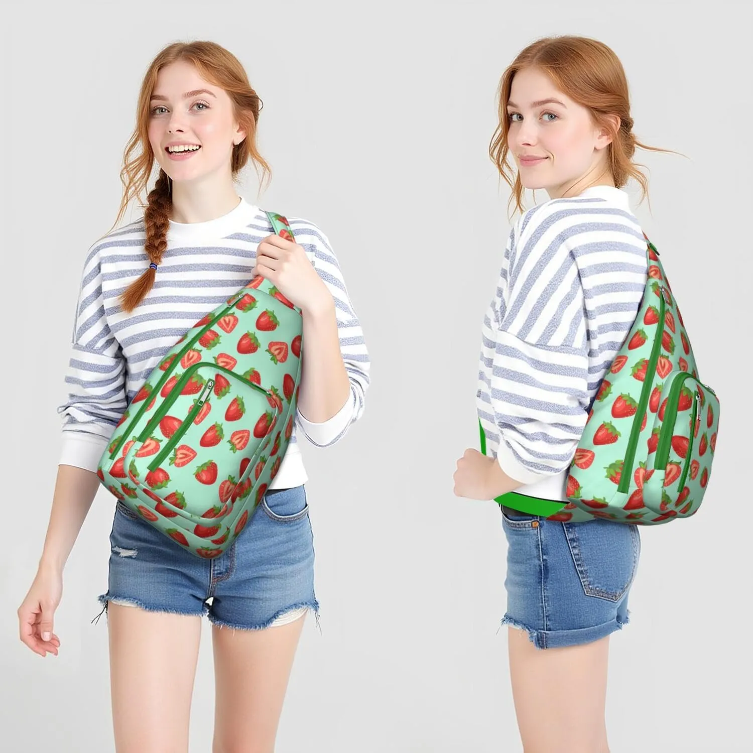 Shoulder Sling Crossbody Casual Chest Bag For Travel Sports Running,Backpack for Men & Women Lightweight Sports BagCrossbody Concealed Carry,Strawberry Shoulder Bag Waterproof Chest Bag