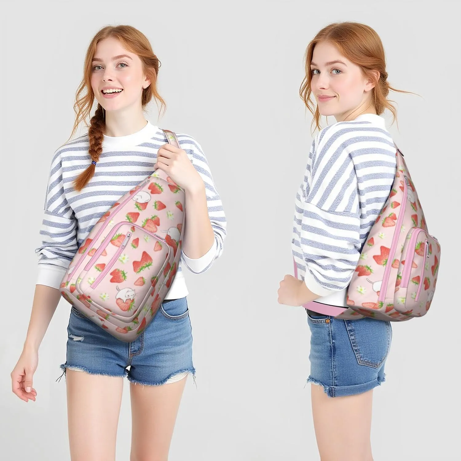 Shoulder Sling Crossbody Casual Chest Bag For Travel Sports Running,Backpack for Men & Women Lightweight Sports BagCrossbody Concealed Carry,Strawberry Shoulder Bag Waterproof Chest Bag