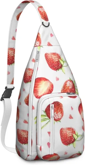 Shoulder Sling Crossbody Casual Chest Bag For Travel Sports Running,Backpack for Men & Women Lightweight Sports BagCrossbody Concealed Carry,Strawberry Shoulder Bag Waterproof Chest Bag