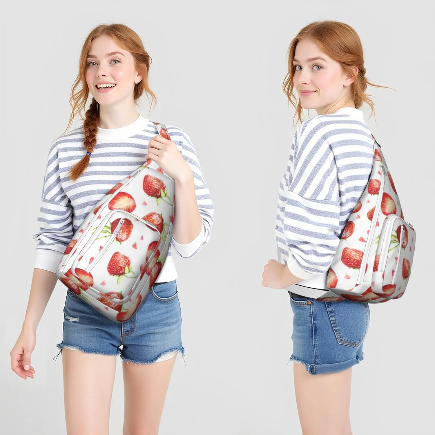 Shoulder Sling Crossbody Casual Chest Bag For Travel Sports Running,Backpack for Men & Women Lightweight Sports BagCrossbody Concealed Carry,Strawberry Shoulder Bag Waterproof Chest Bag