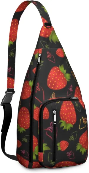 Shoulder Sling Crossbody Casual Chest Bag For Travel Sports Running,Backpack for Men & Women Lightweight Sports BagCrossbody Concealed Carry,Strawberry Shoulder Bag Waterproof Chest Bag