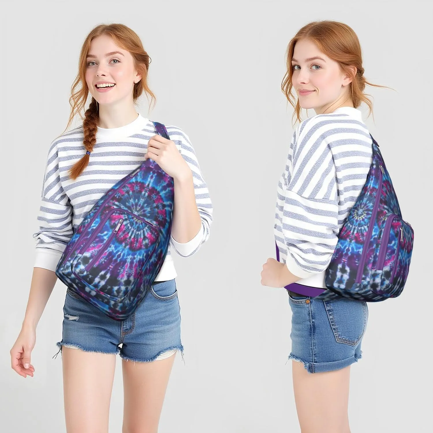 Shoulder Sling Crossbody Casual Chest Bag For Travel Sports Running,Backpack for Men & Women Lightweight Sports BagCrossbody Concealed Carry,Tie dye Shoulder Bag Waterproof Chest Bag