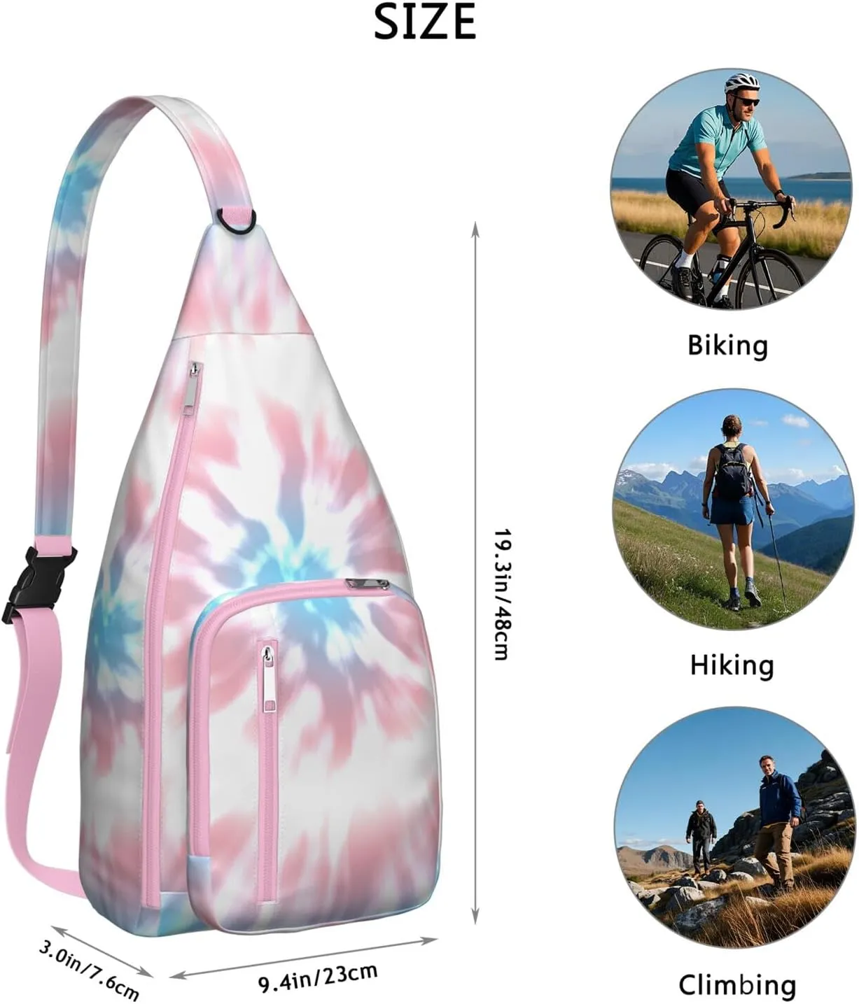 Shoulder Sling Crossbody Casual Chest Bag For Travel Sports Running,Backpack for Men & Women Lightweight Sports BagCrossbody Concealed Carry,Tie dye Shoulder Bag Waterproof Chest Bag