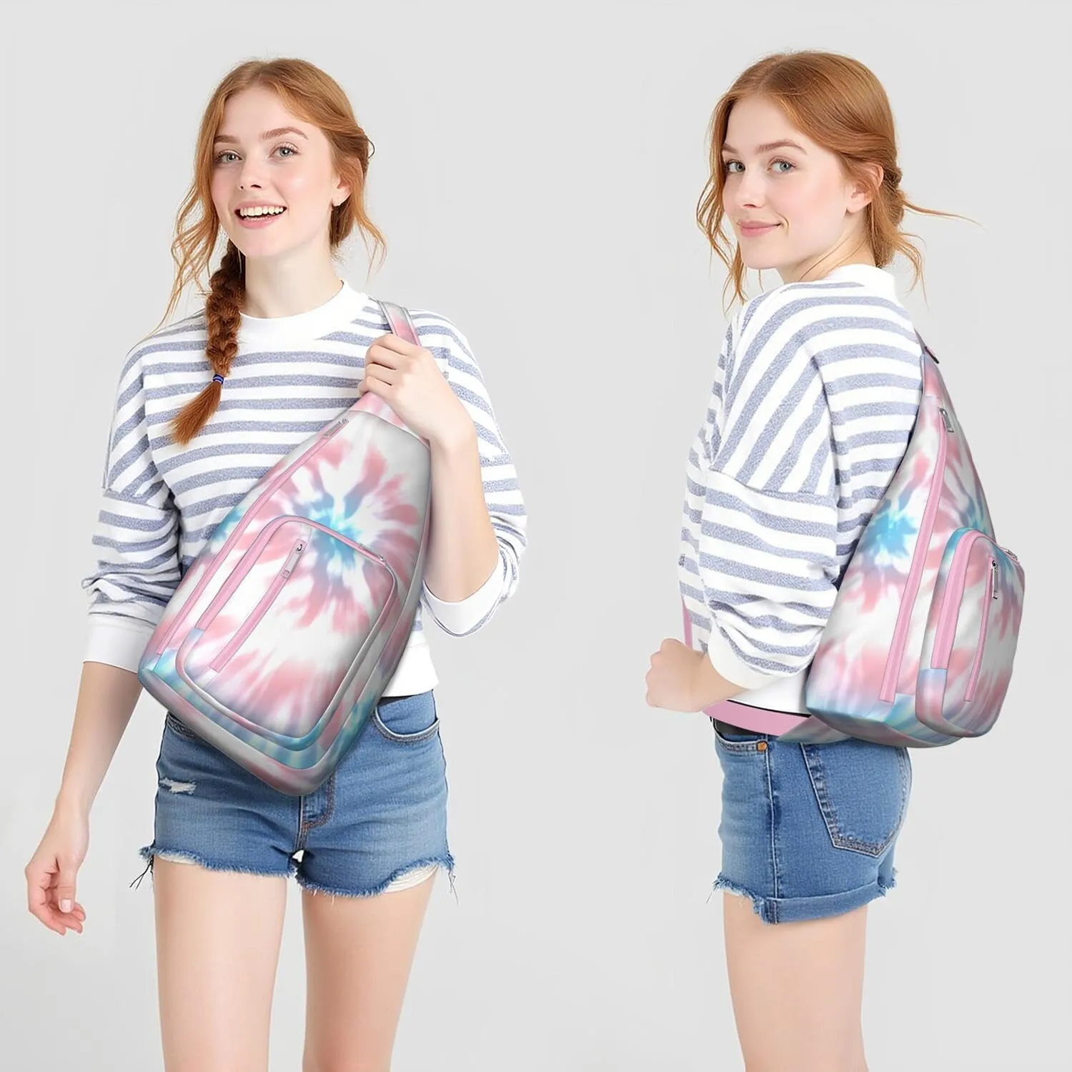 Shoulder Sling Crossbody Casual Chest Bag For Travel Sports Running,Backpack for Men & Women Lightweight Sports BagCrossbody Concealed Carry,Tie dye Shoulder Bag Waterproof Chest Bag