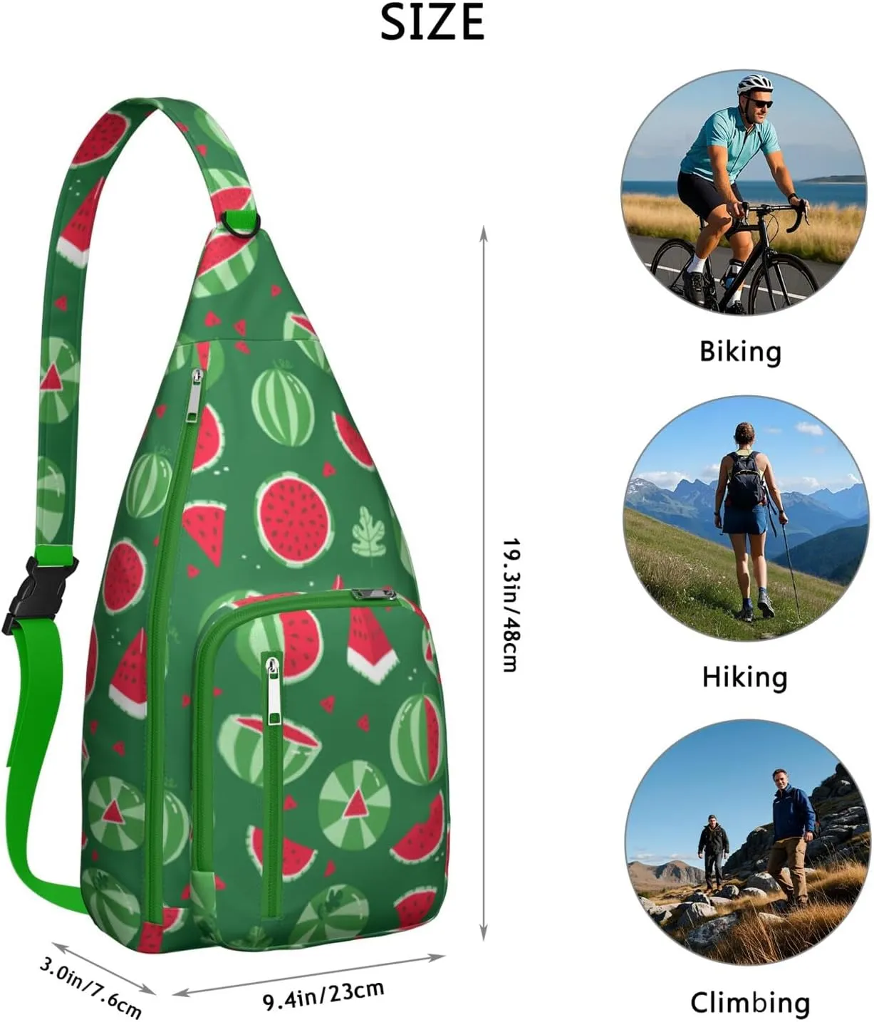 Shoulder Sling Crossbody Casual Chest Bag For Travel Sports Running,Backpack for Men & Women Lightweight Sports BagCrossbody Concealed Carry,Watermelon Shoulder Bag Waterproof Chest Bag