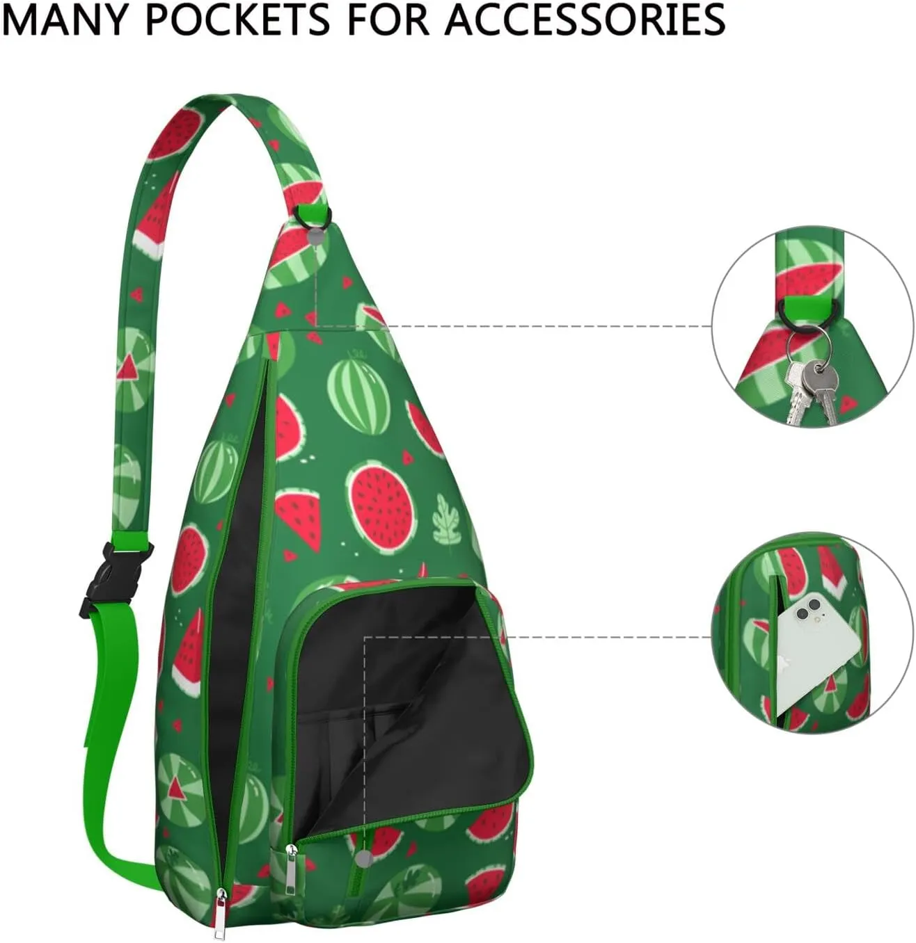 Shoulder Sling Crossbody Casual Chest Bag For Travel Sports Running,Backpack for Men & Women Lightweight Sports BagCrossbody Concealed Carry,Watermelon Shoulder Bag Waterproof Chest Bag