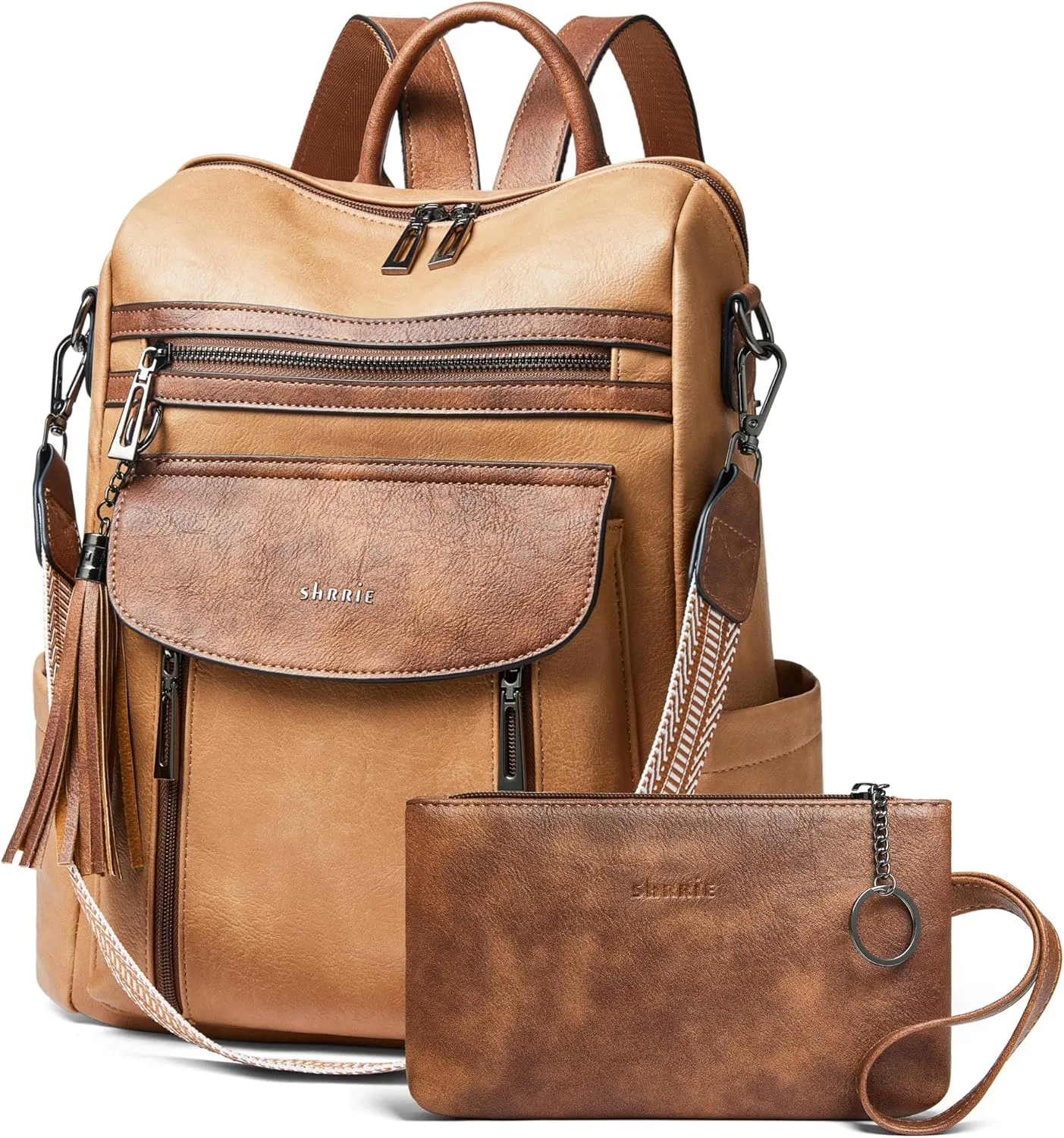 Shrrie Backpack Purse for Women Fashion Leather Backpack Purse Designer Travel Backpack Convertible Shoulder Bag with Wristlet