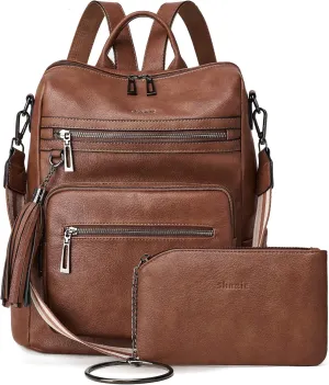 Shrrie Backpack Purse for Women Leather Backpack Fashion Designer Travel Backpack Convertible Shoulder Bag