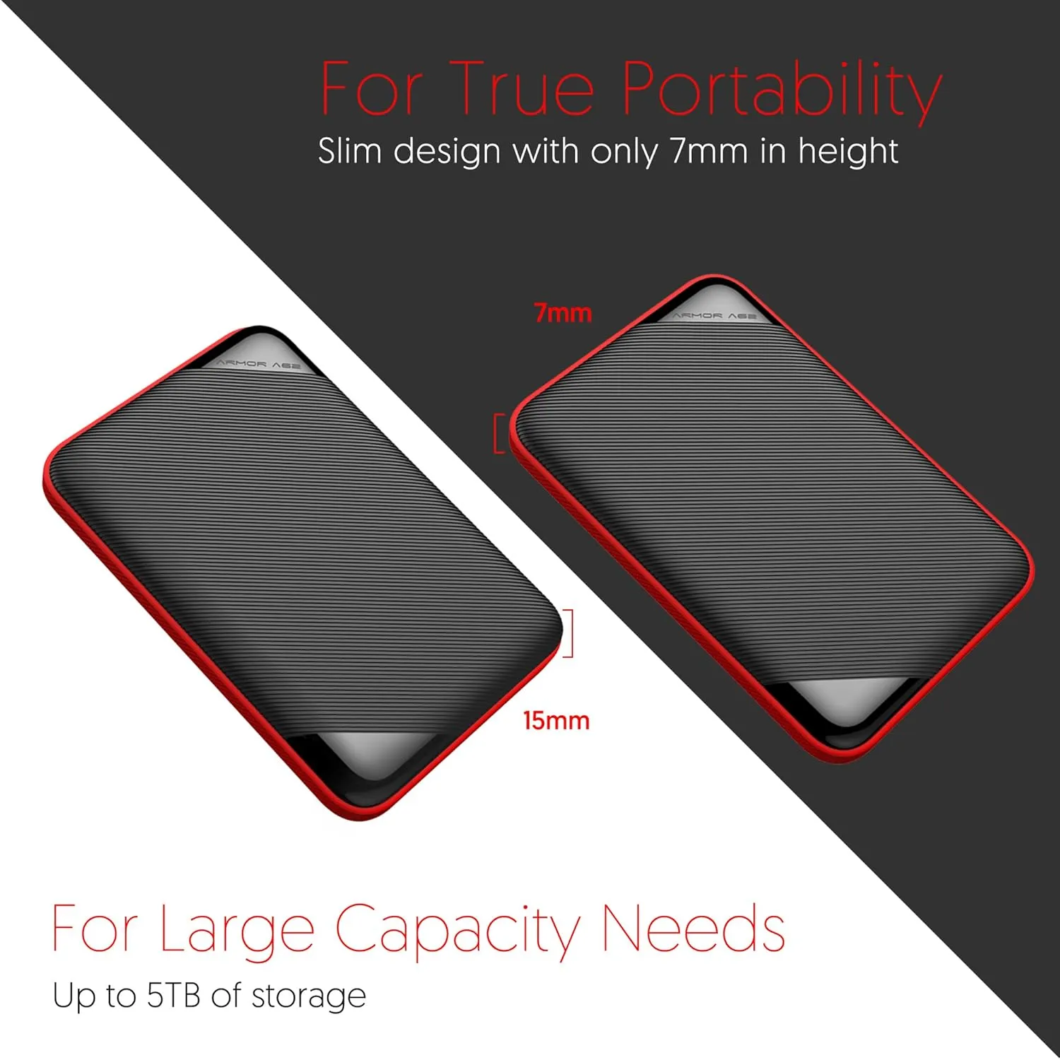 Silicon Power 1TB Rugged Armor A62S Shockproof/ IPX4 Water-Resistant/Dustproof/Anti-Scratch USB 3.0 2.5" Portable External Hard Drive HDD for for PS5, Mac, Xbox and PS4