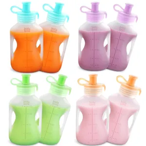 Silicone Reusable Baby Food Pouches with Straws, Leakproof Refillable Squeeze Pouches, Dishwasher, Freezer, Microwave Safe, Baby Food Storage for Homemade Puree, Yogurt