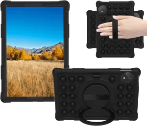Silicone Tablet Case with 360 Rotating Kickstand/Handle/Hand Strap/Shoulder Strap Cute Cover Compatible with TECLAST P50 11 inch Black