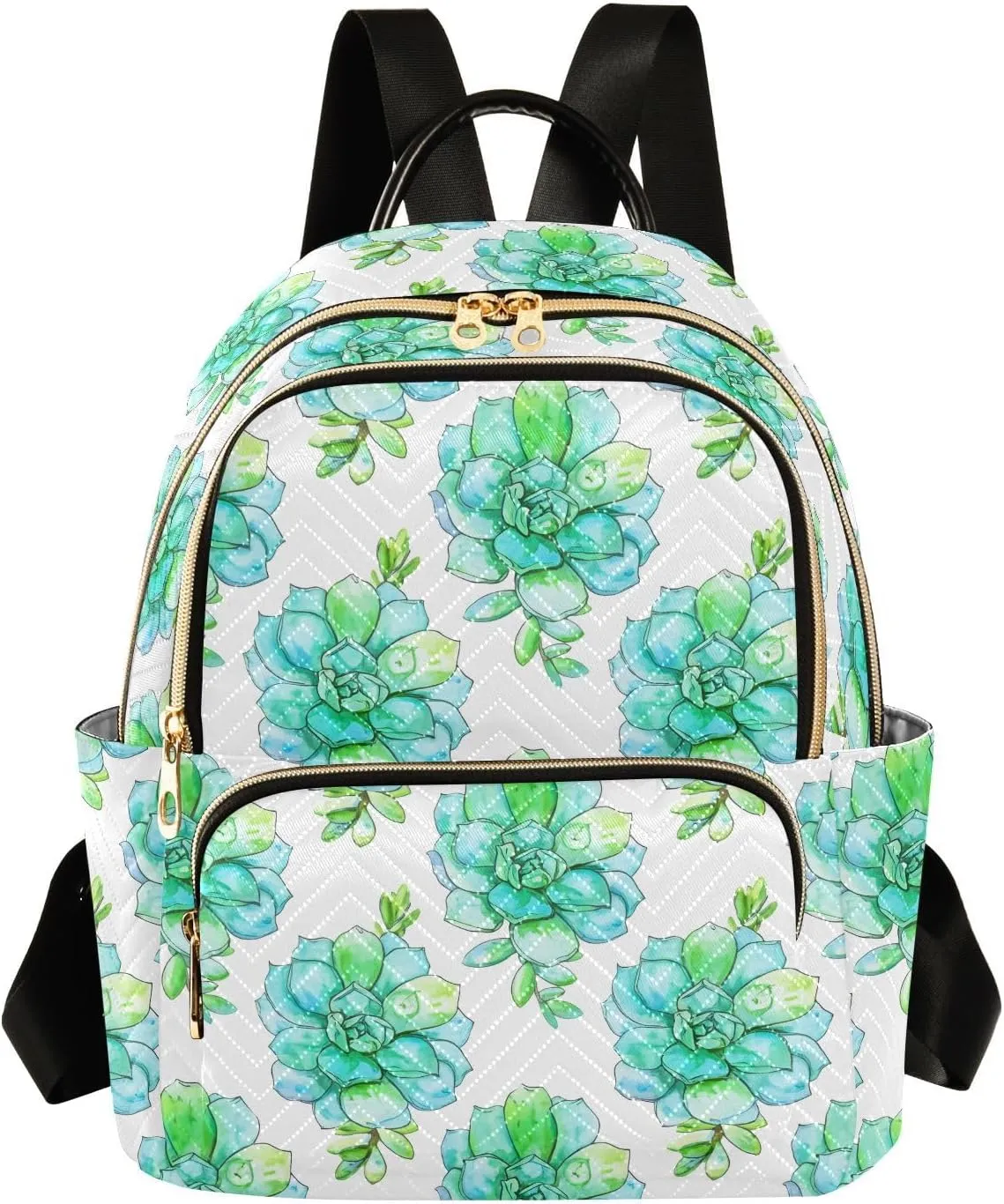 Sinestour Succulent Flowers White Women Backpack Purse Large Capacity Casual Daypack Adjustable Strap Travel Work Ladies Backpack
