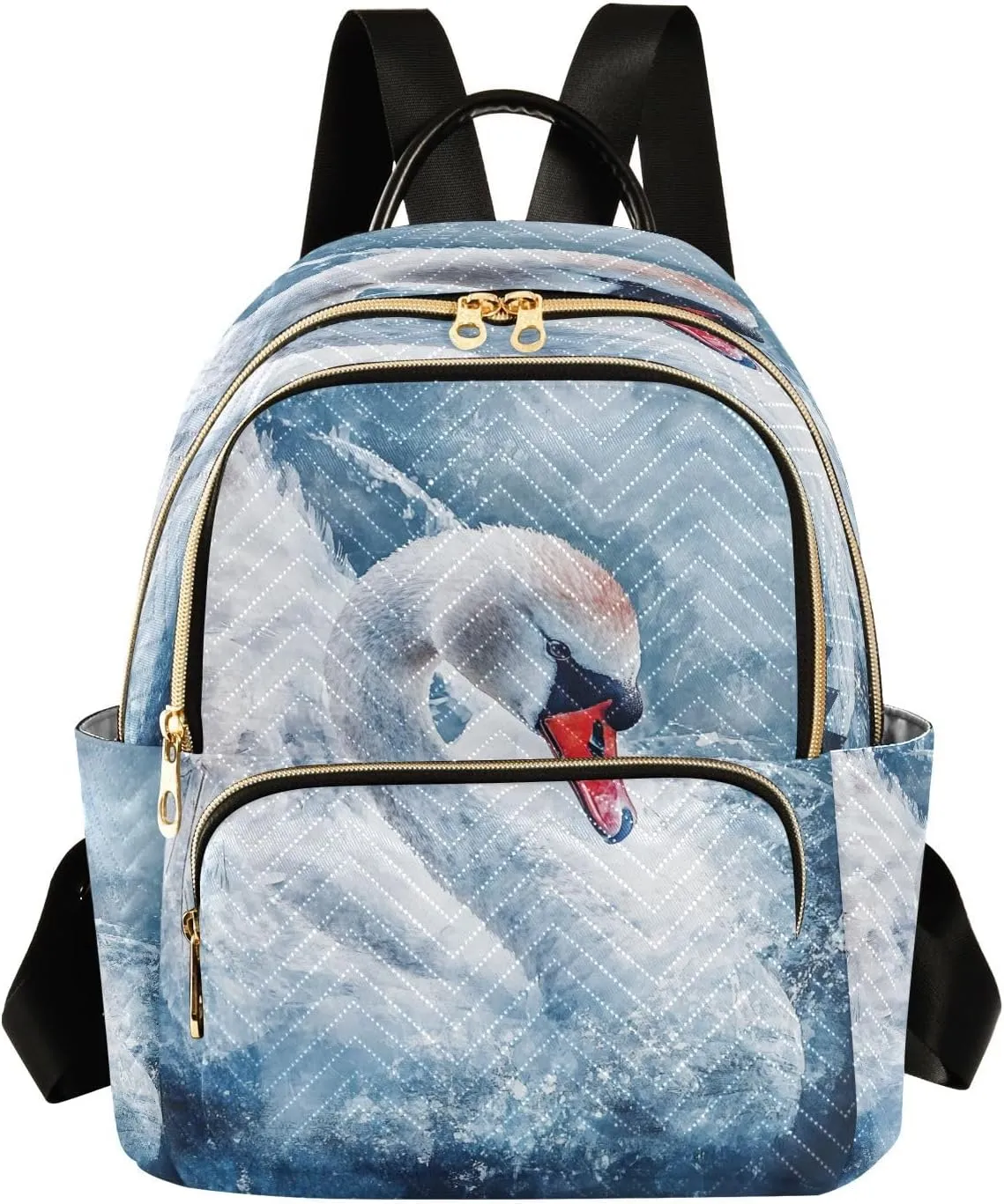 Sinestour White Swan Women Backpack Purse Large Capacity Casual Daypack Adjustable Strap Travel Camping Work Backpack