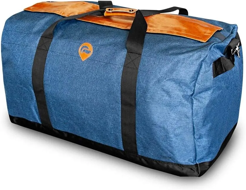 Skunk Large Duffle "Midnight Express XL" - Smell Proof - Water Proof (Navy/Leather)