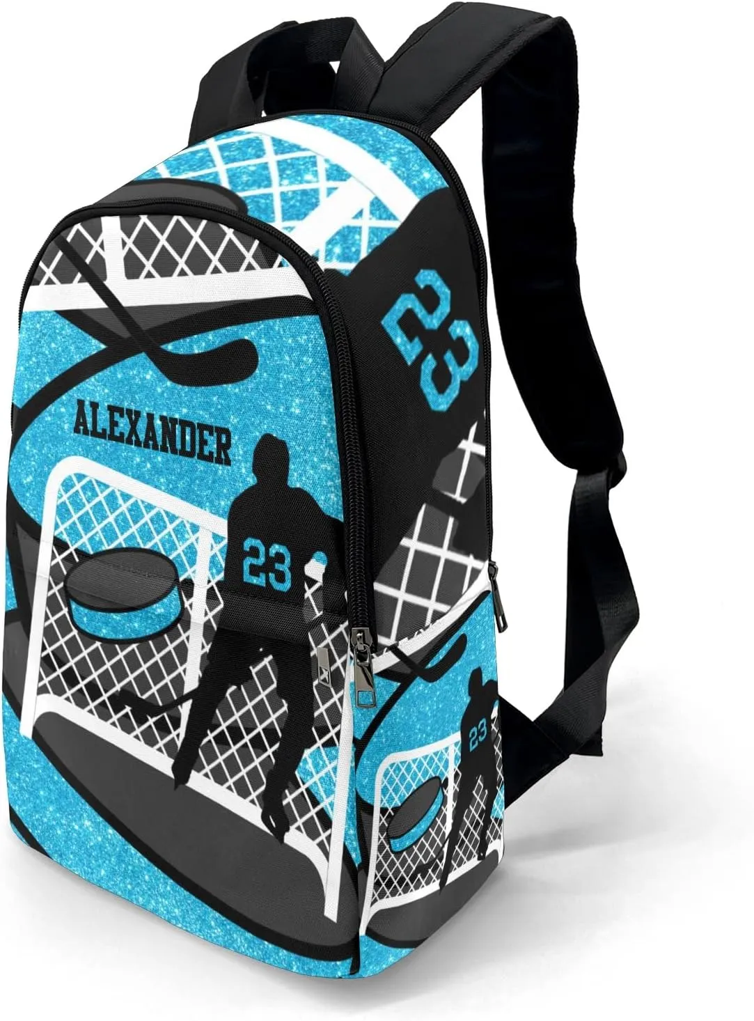 Sky Ice Hockey Player Personalized Backpack for Teen Custom Travel Backpack for Boys Girs Bookbag Casual Bag Name Gift, Design 12, EU5566SS