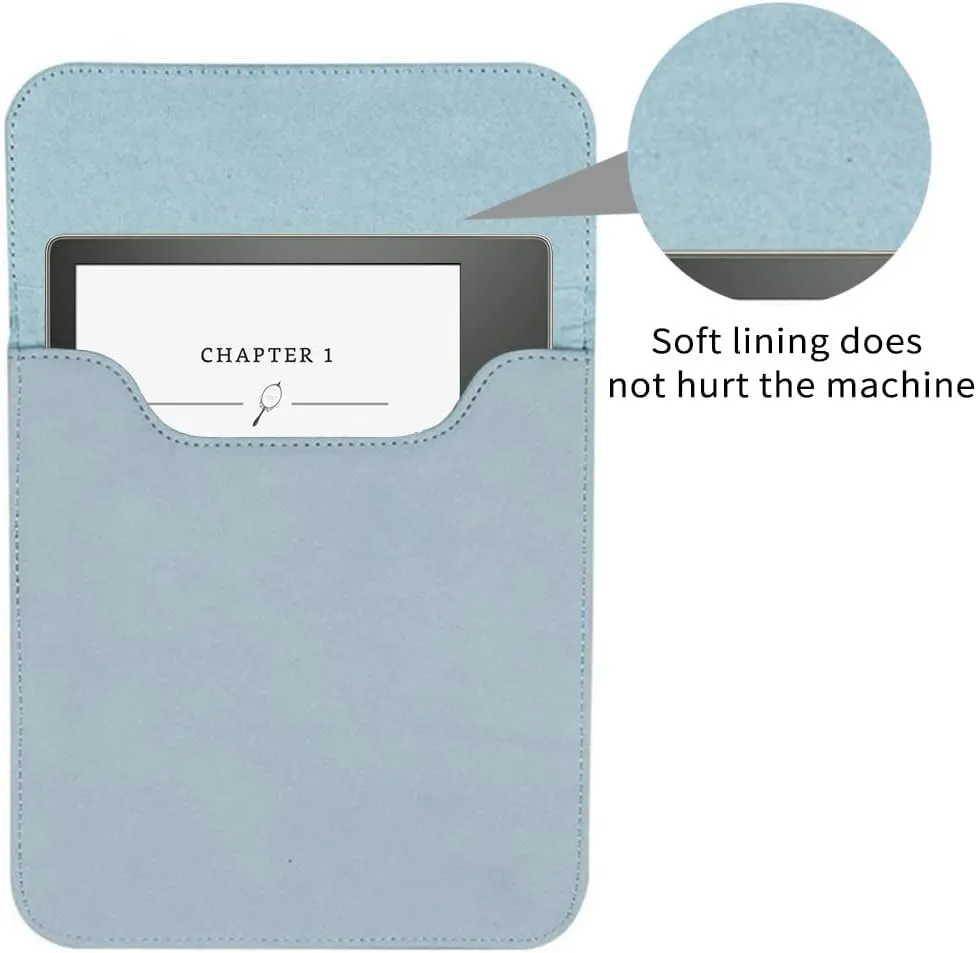 Sleeve Bag Suede Leather for 7" Kindle Oasis (10th Generation, 2019 Release and 9th Generation, 2017 Release), Portable Water Repellent Protective Case (Blue)
