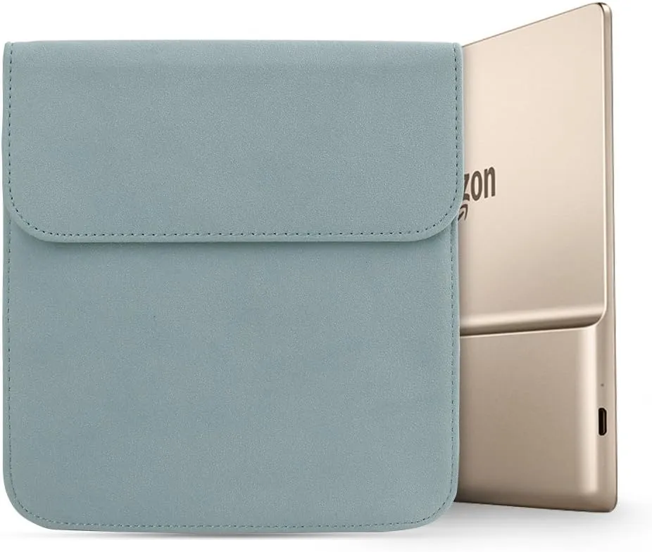 Sleeve Bag Suede Leather for 7" Kindle Oasis (10th Generation, 2019 Release and 9th Generation, 2017 Release), Portable Water Repellent Protective Case (Blue)