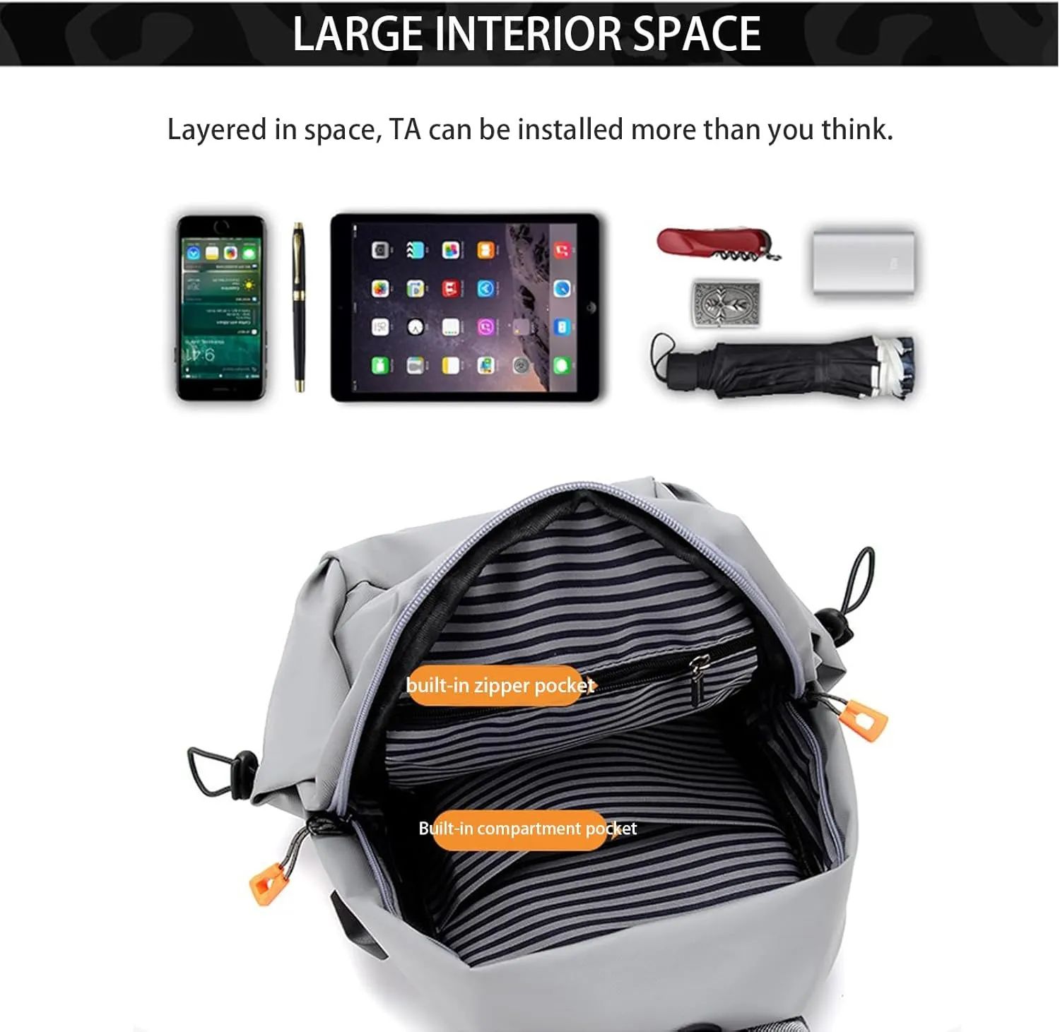 Sling Bag for Men and Women,Crossbody Backpack Shoulder Daypack with USB Lightweight Multipurpose Chest Bag for Travel Hiking (Black)