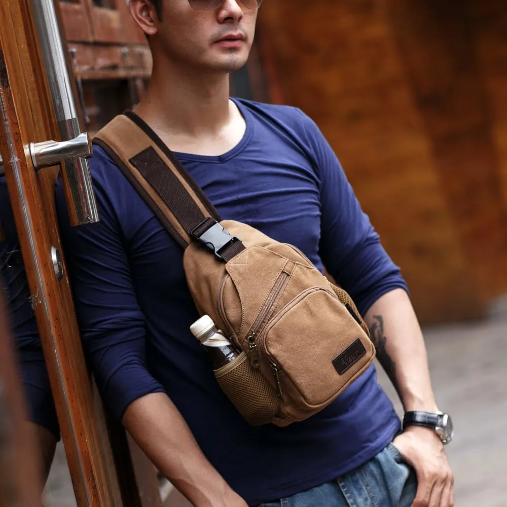 Sling Bag Pack Canvas Shoulder Sling Backpack Small Crossbody Chest Bag for ipad mini