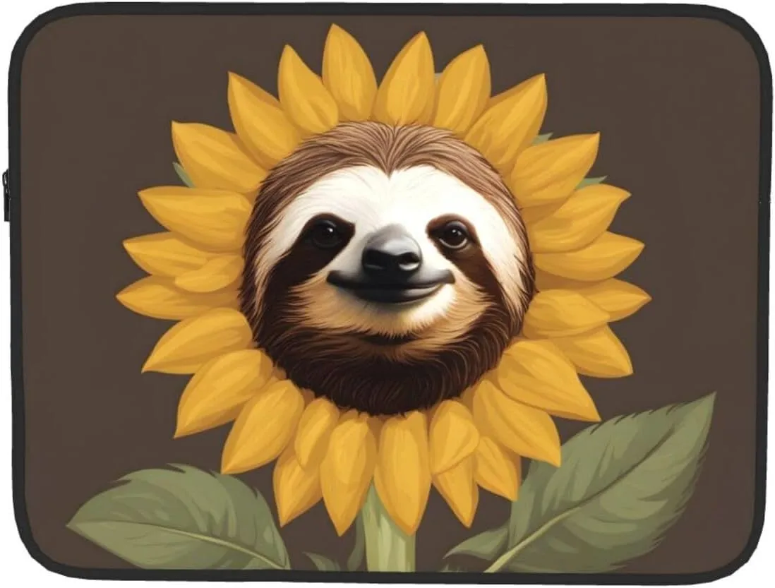Sloth Sunflower Pattern Shockproof Portable Laptop 17 inch Sleeve Bag for Men and Women - Ideal for Business Travel, School, and Daily Use