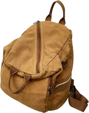 Small Backpack for Women Cute Backpack Ladies Canvas Backpack Purse for Women Men Casual Daypack Fashion Satchel Bag for Daily,Work (Brown)