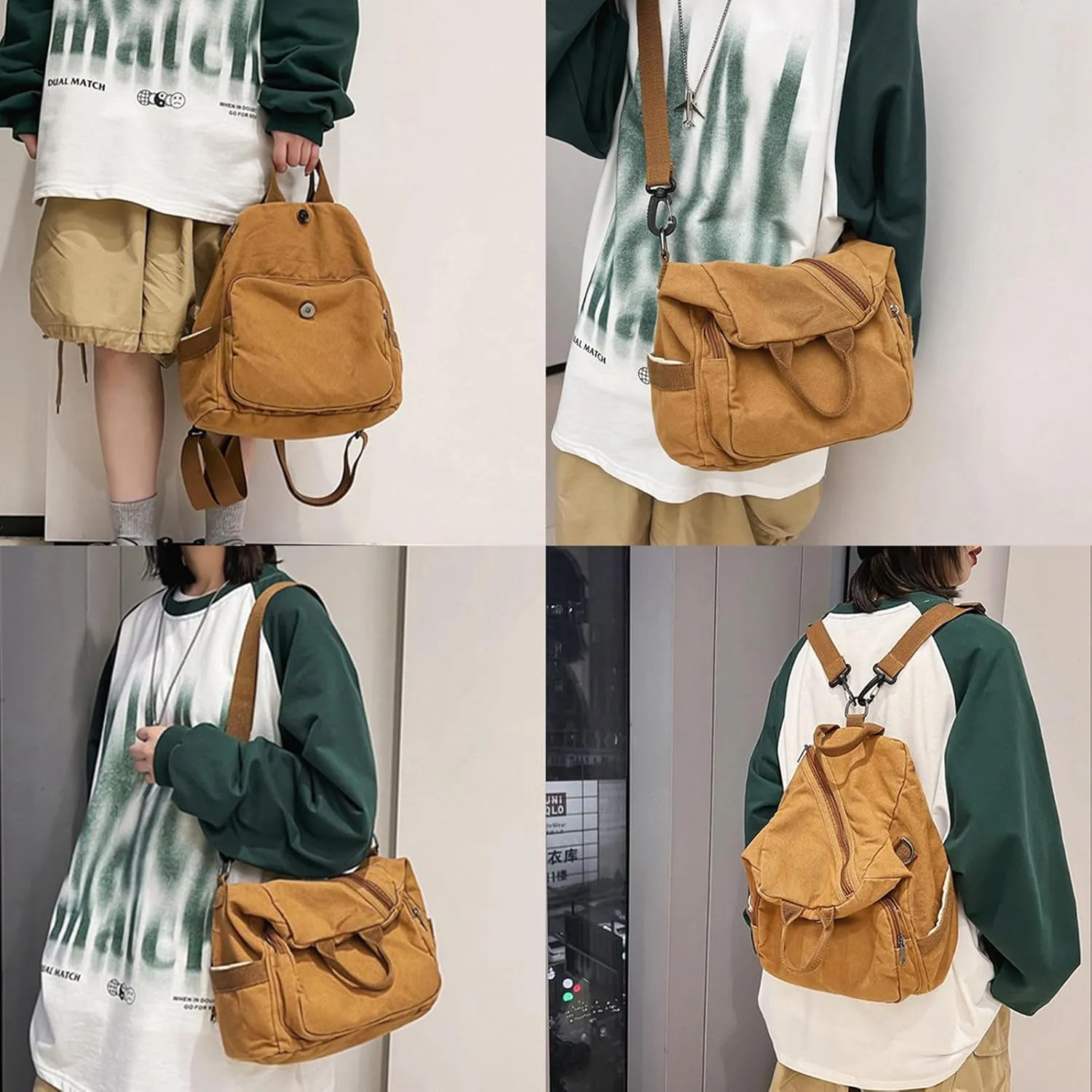 Small Backpack for Women Cute Backpack Ladies Canvas Backpack Purse for Women Men Casual Daypack Fashion Satchel Bag for Daily,Work (Brown)