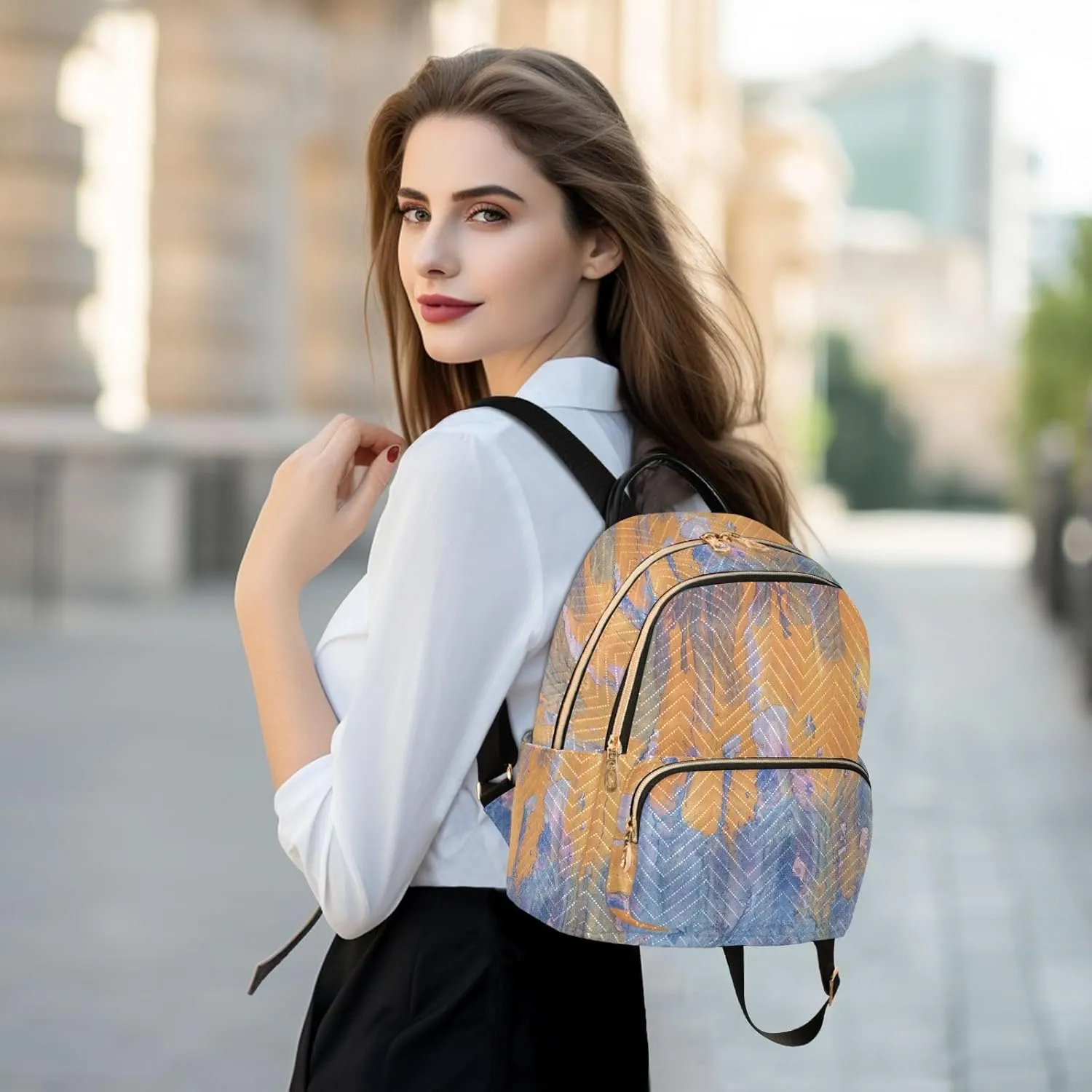 Small Backpack for Women Quilted Backpack Fashion Shoulder Bag Casual Daypack with Leather Carrying Handle(Pattren 5)