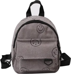 Small Backpack Purse Cute Mini Corduroy Bookbag Toddler Backpack School Bags for Women Girls Boys Teens Kids (gray)