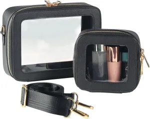 Small Clear Travel Makeup Bag Toiletry Bag Cosmetic Bag Set with Zipper for Women,Waterproof Transparent Makeup Pouch Travel Bag Organizer Case for Toiletries and Car Organization