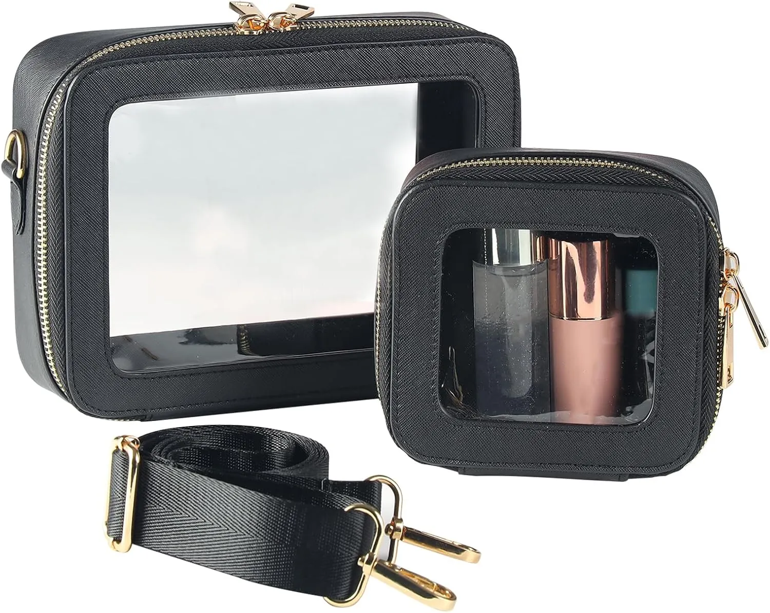 Small Clear Travel Makeup Bag Toiletry Bag Cosmetic Bag Set with Zipper for Women,Waterproof Transparent Makeup Pouch Travel Bag Organizer Case for Toiletries and Car Organization