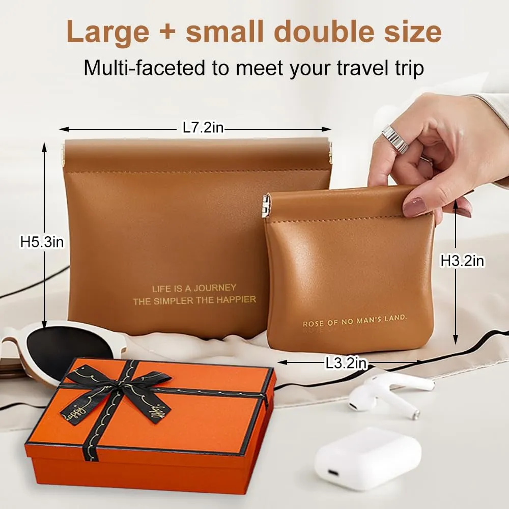 small makeup bag for purse, snap closure leather organizer pouch,New lipstick pouch, portable mini storage bag,Two sizes Coin Purse Organizer Storage Pouch