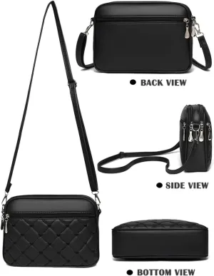 Small Quilted Crossbody for Women purse,vegan leather Multi-layer Shoulder Handbag with Adjustable strap