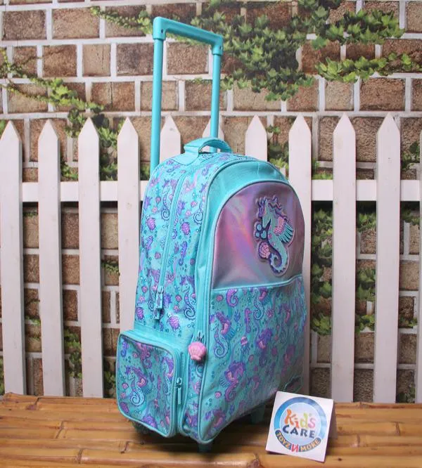 Smiggle Brand Seahorse Unicorn Themed School Trolley Bag for Grade 2 and 3 (783741)