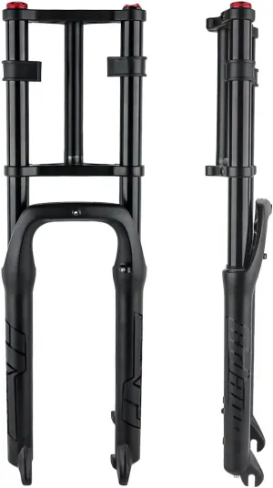 Snow Beach Bike Suspension Fork 20 Inch 4.0 Tire Fat Air Forks Travel 140mm, 1-1/8inch Steerer Bike Forks Spread 135mm Double Shoulder Shock Absorbing Front Fork QR Manual Lockout