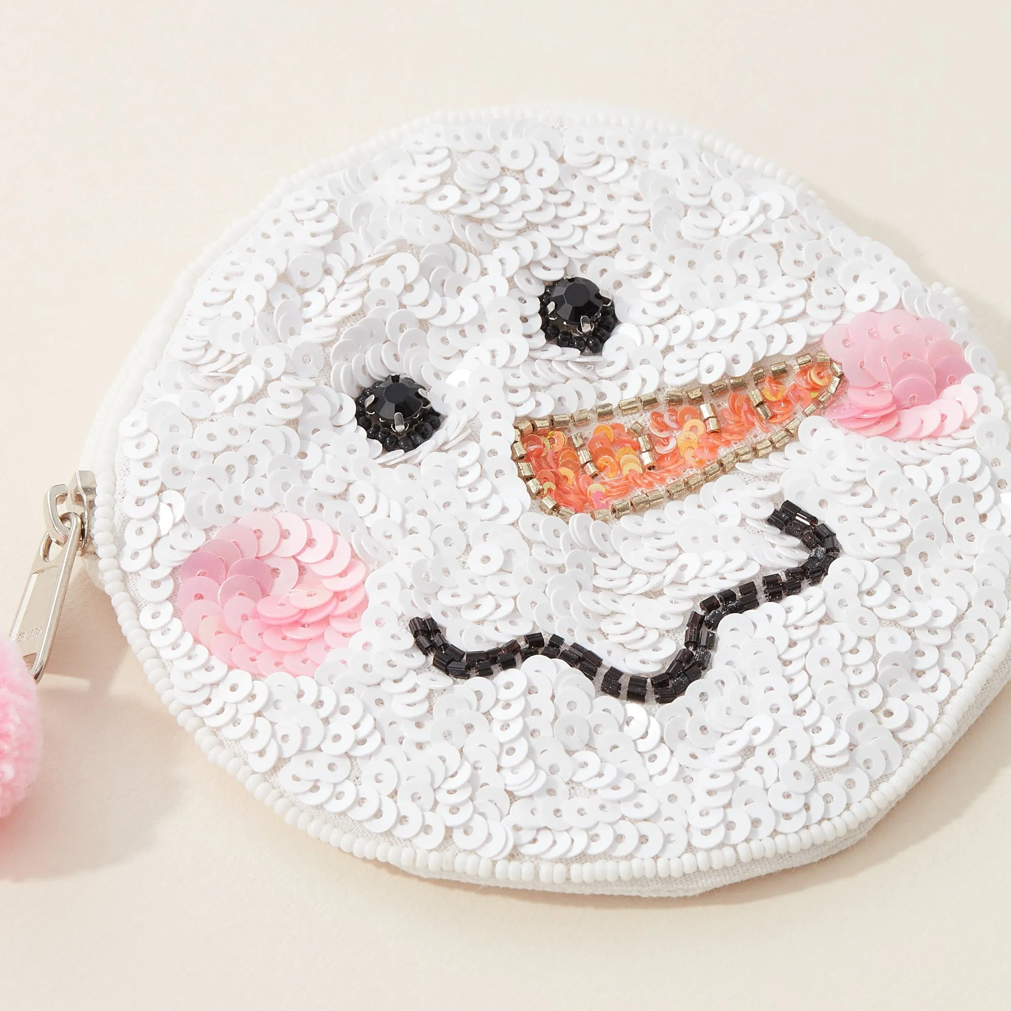 Snowman Sequins Round Canvas Pouch