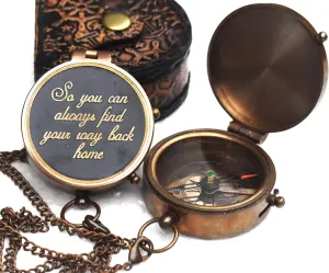 So You Can Always Find Your Way Back Home”, Camping Compass Engraved with Gift Compass for Birthday, Anniversary, Graduation Day, Inspirational Gift Valentine’s Day, Baptism Gifts