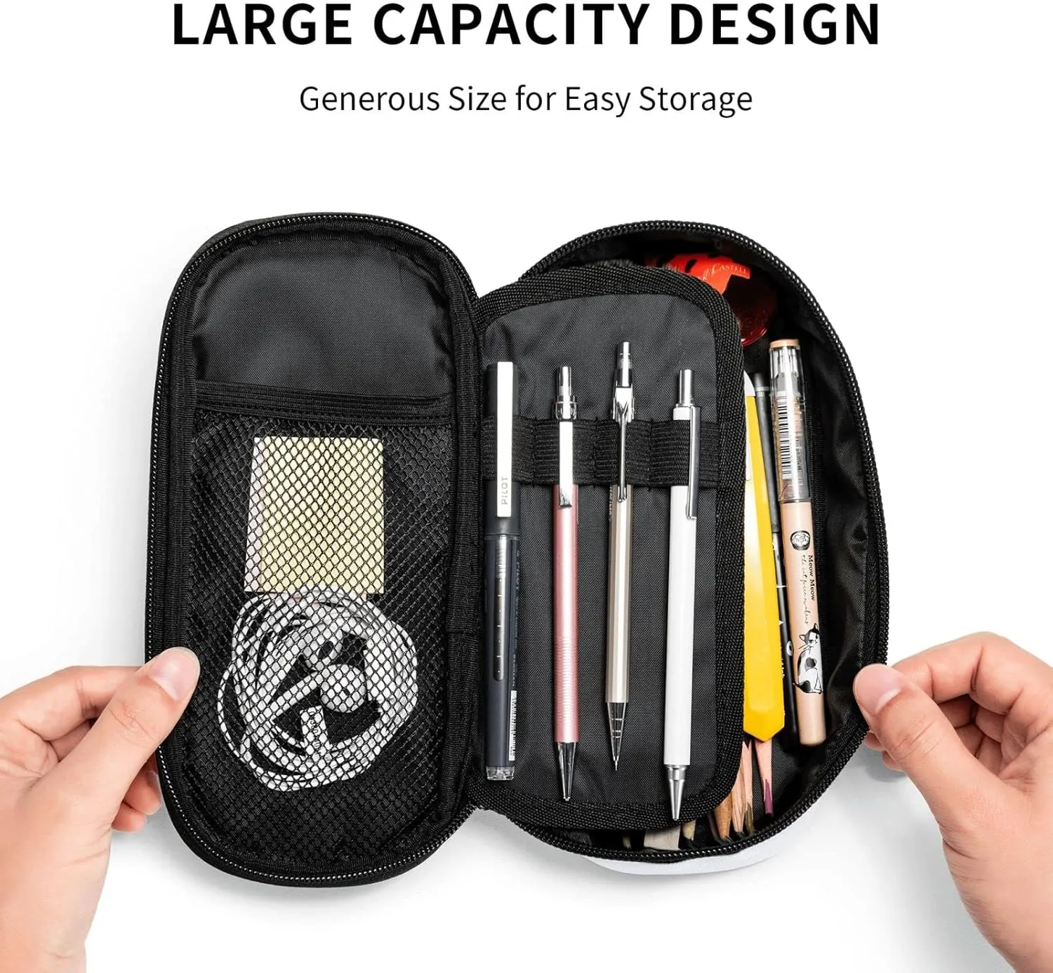 Soccer Ball Pencil Box Sports Pencil Case for Boys Men, Large Capacity Durable Blue Black Pencil Pouch Storage Pen Bag Stationary Case with Double Zippers