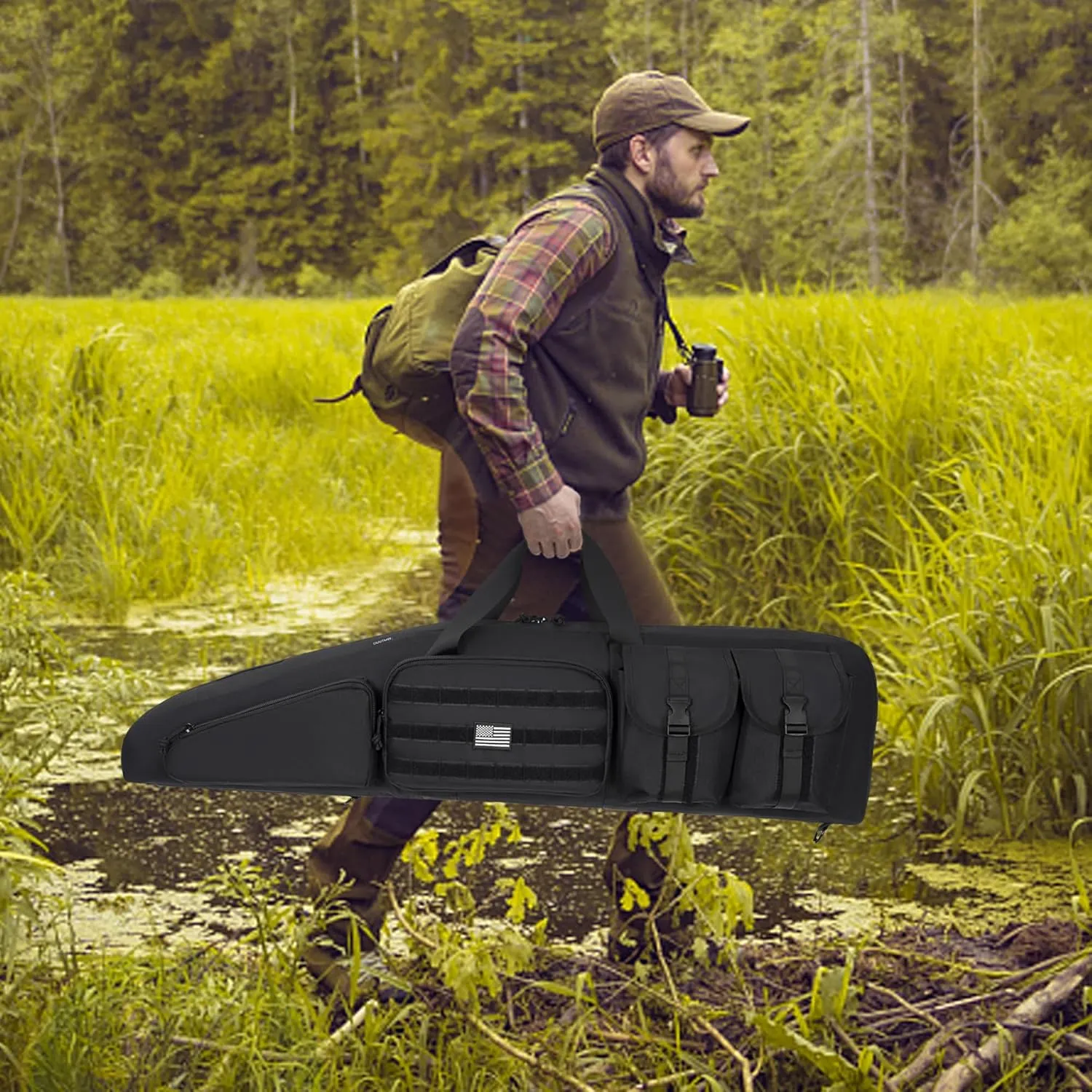 Soft Double Shotgun Rifle Case 38"/42"/46"/52" Long Rifle Bag for Hunting Shooting Range, Firearm Transportation, With Multiple Magazine Holder Pouches