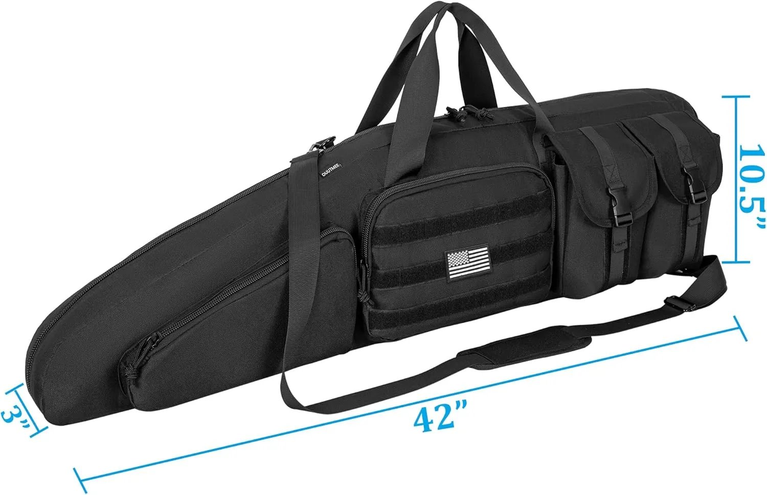 Soft Double Shotgun Rifle Case 38"/42"/46"/52" Long Rifle Bag for Hunting Shooting Range, Firearm Transportation, With Multiple Magazine Holder Pouches