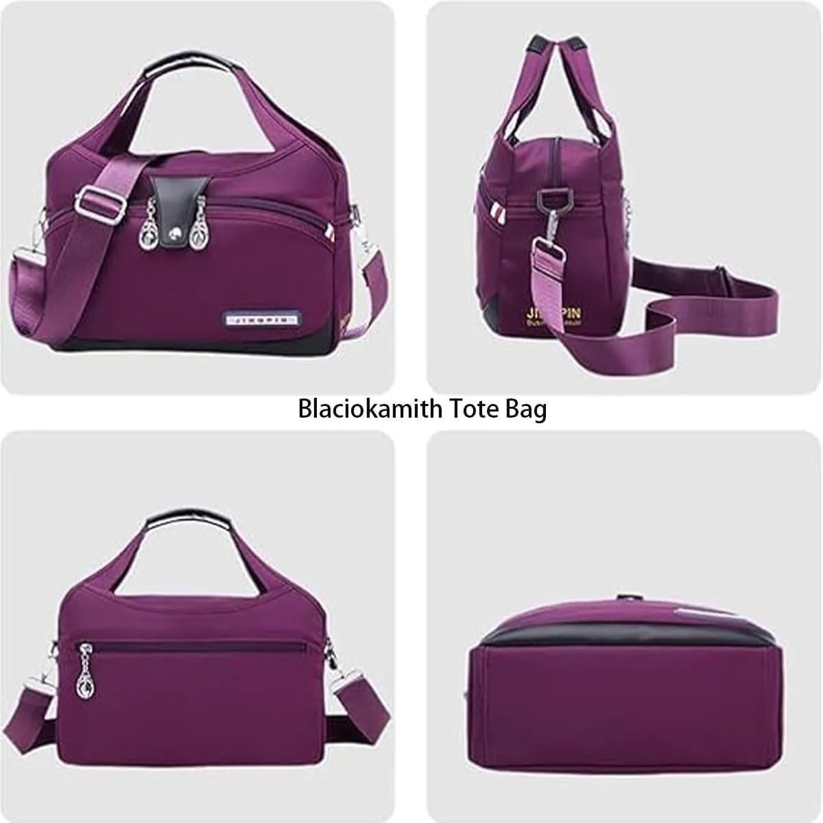 Soft Side Lightweight Underseat Tote Bag, Waterproof Oxford Cloth Shoulder Bag, Multi-Pocket Fashion Anti-Theft Handbag