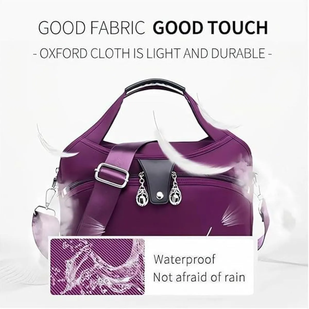 Soft Side Lightweight Underseat Tote Bag, Waterproof Oxford Cloth Shoulder Bag, Multi-Pocket Fashion Anti-Theft Handbag