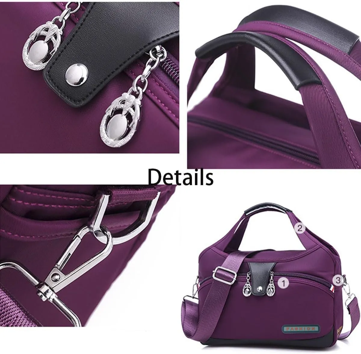 Soft Side Lightweight Underseat Tote Bag, Waterproof Oxford Cloth Shoulder Bag, Multi-Pocket Fashion Anti-Theft Handbag