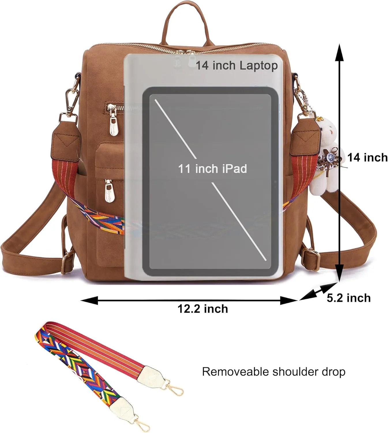 Soperwillton Women Backpack Purse Multipurpose Design Handbags Shoulder Bag PU Leather Travel bag Backpack Set 2pcs