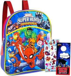 Spidey and Friends Mini Backpack Bundle - 11" Spidey Preschool Toddler Backpack for Boys, Plus Stickers