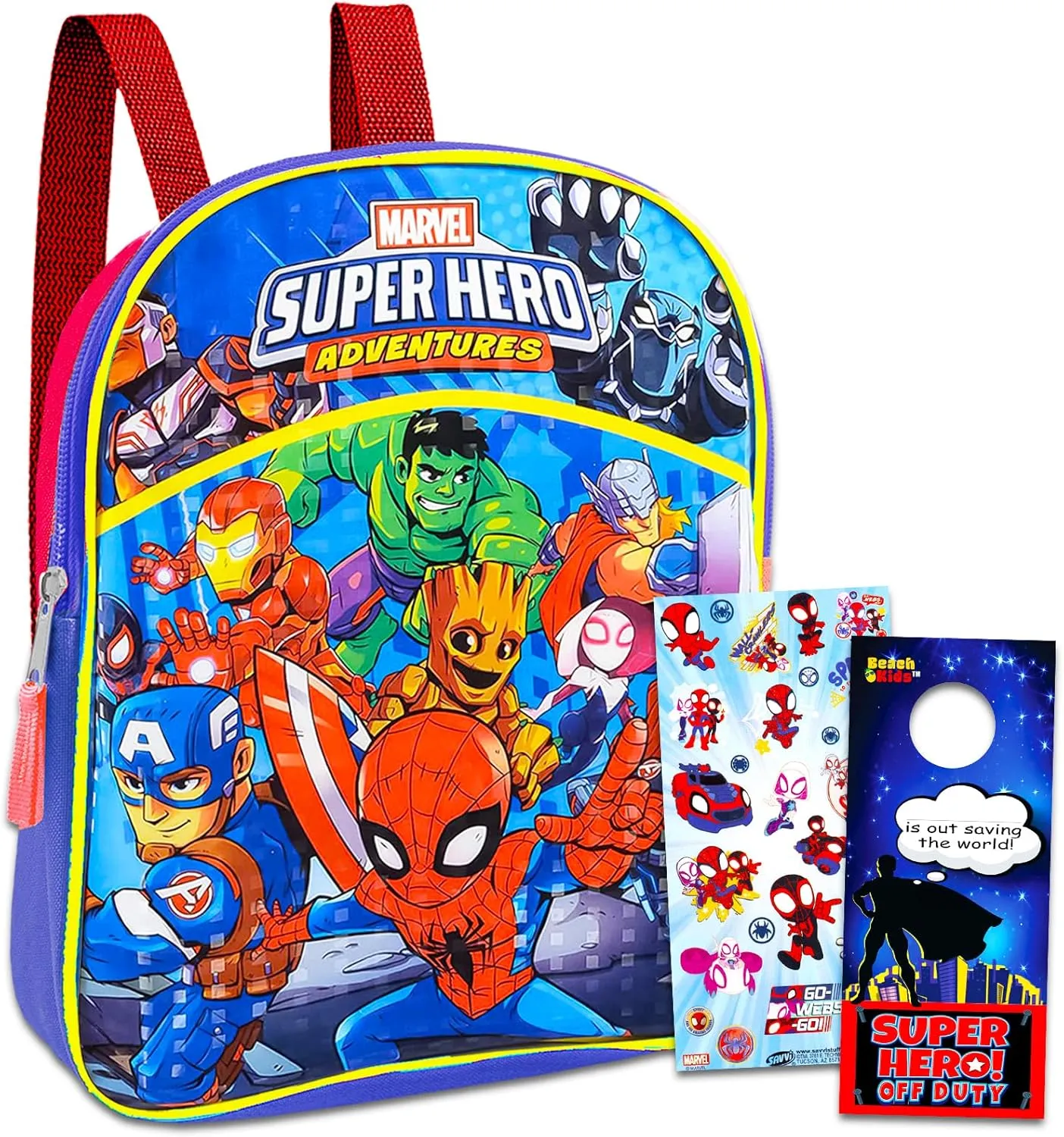 Spidey and Friends Mini Backpack Bundle - 11" Spidey Preschool Toddler Backpack for Boys, Plus Stickers
