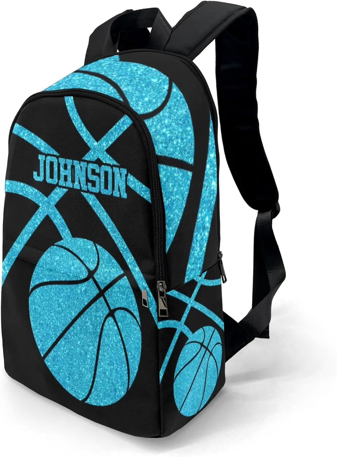 Sport Basketball Sky Blue Personalized Backpack for Teen Custom Travel Backpack for Boys Girs Bookbag Casual Bag Name Gift, Design 15, EU5566SS